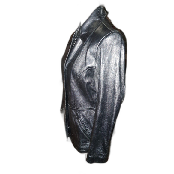 SALE! Fabulous Limited Edition Wilsons Leather Ladies Jacket Med Silvery Black - Picture 5 of 10